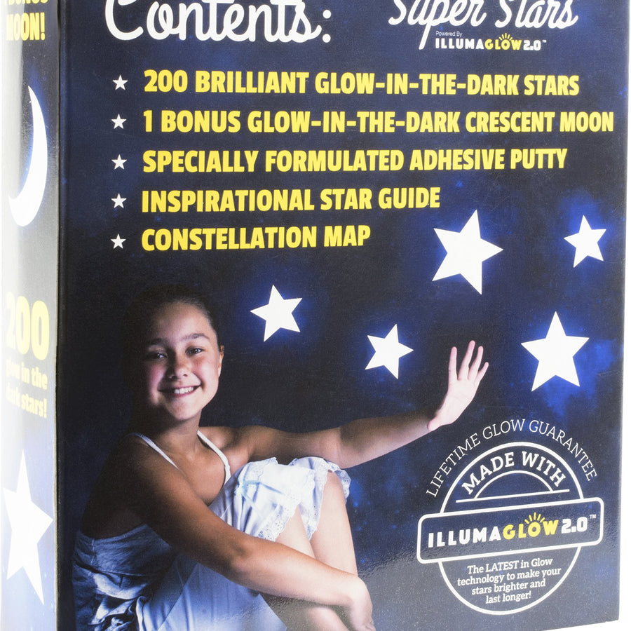 Ultra Glow in the Dark Stars; 200 Count w/ Bonus Moon