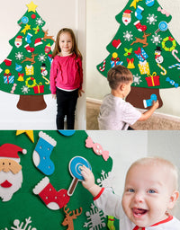 jollylife 3ft DIY Felt Christmas Tree Set Plus Snowman Advent Calendar - Xmas Decorations Wall Hanging 33 Ornaments Kids Gifts Party Supplies
