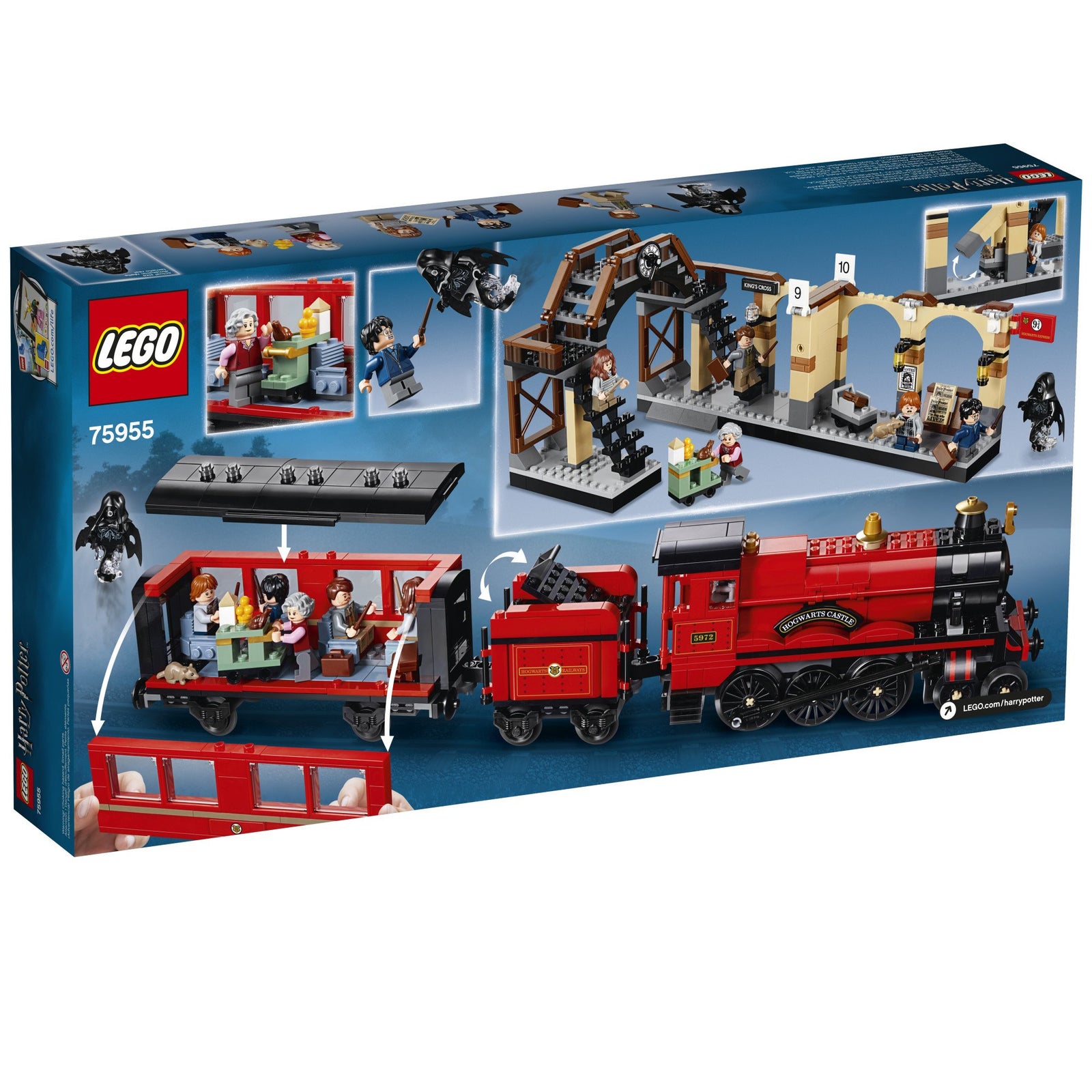 LEGO Harry Potter Hogwarts Express 75955 Toy Train Building Set Includes Model Train and Harry Potter Minifigures Hermione Granger and Ron Weasley (801 Pieces)