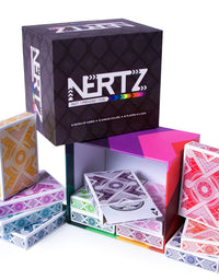 Nertz: The Fast Frenzied Fun Card Game - 12 Decks of Playing Cards in 12 Vibrant Colors, Bulk Set of Poker Wide-Size/Regular Index, Plastic-Coated Cards by Brybelly
