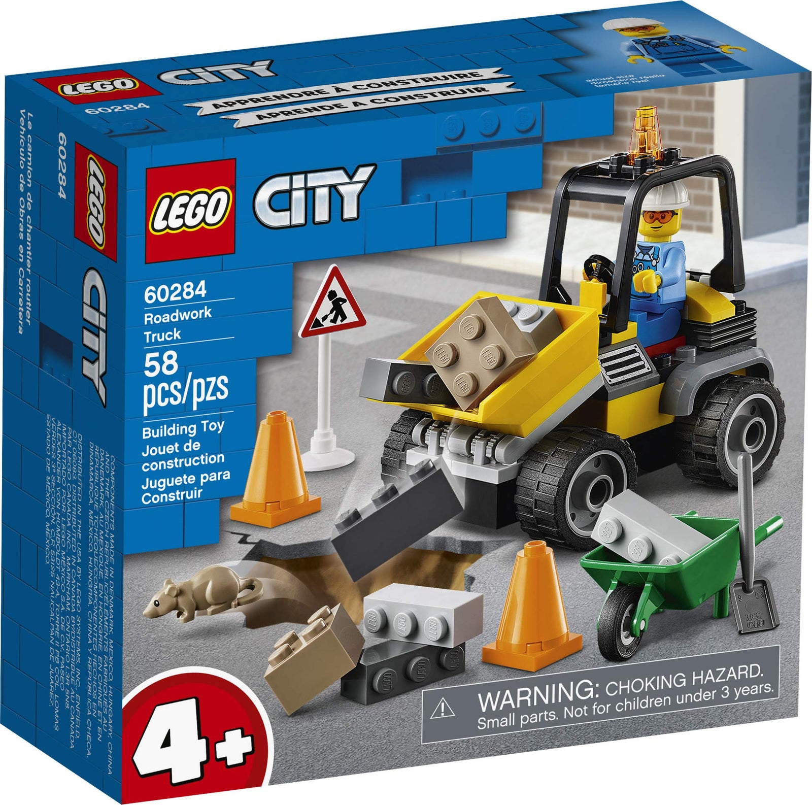 LEGO City Roadwork Truck 60284 Toy Building Kit; Cool Roadworks Construction Set for Kids, New 2021 (58 Pieces)