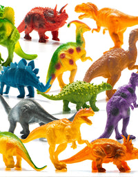 Prextex Realistic Looking 7" Dinosaurs Pack of 12 Toys for Boys and Girls 3 Years Old & Up Large Plastic Assorted Dinosaur Figures with Dinosaur Book
