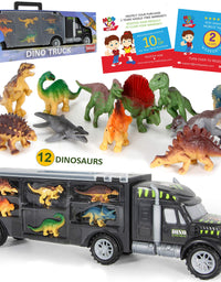 Dinosaur Truck Carrier – Dinosaur Toy for Boys, 12 Dinosaur Toys Playset – Toy Dinosaurs for Boys Age 3 & Up with More Dinosaur Figures, Dinosaur Trucks for Boys Toys Age 4-5, 6, 7 Years Old
