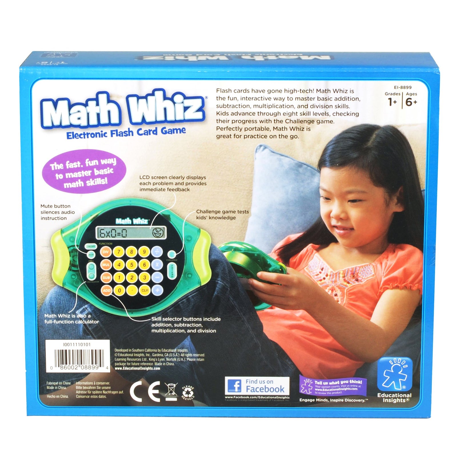 Educational Insights Math Whiz - Electronic Math Game for Kids Ages 6+, Addition, Subtraction, Multiplication & Division, Classroom Supply