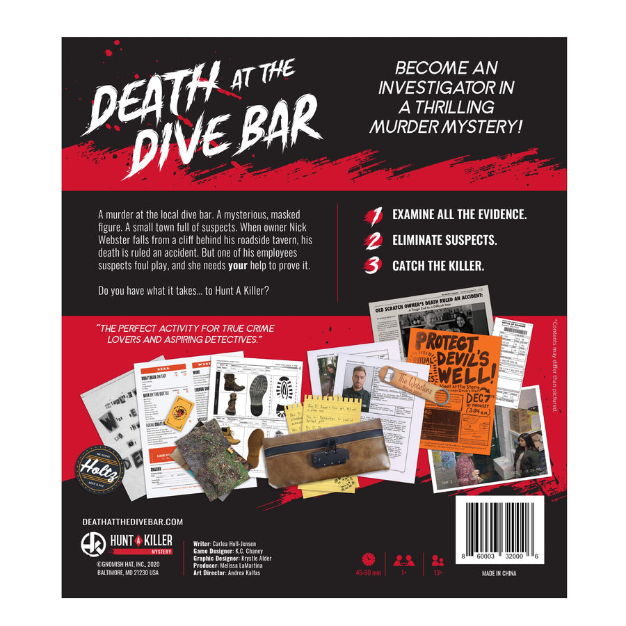 Hunt A Killer Death at The Dive Bar, Immersive Murder Mystery Game -Take on the Unsolved Case as an Independent Challenge, for Date Night or with Family & Friends as Detectives for Game Night, Age 14+