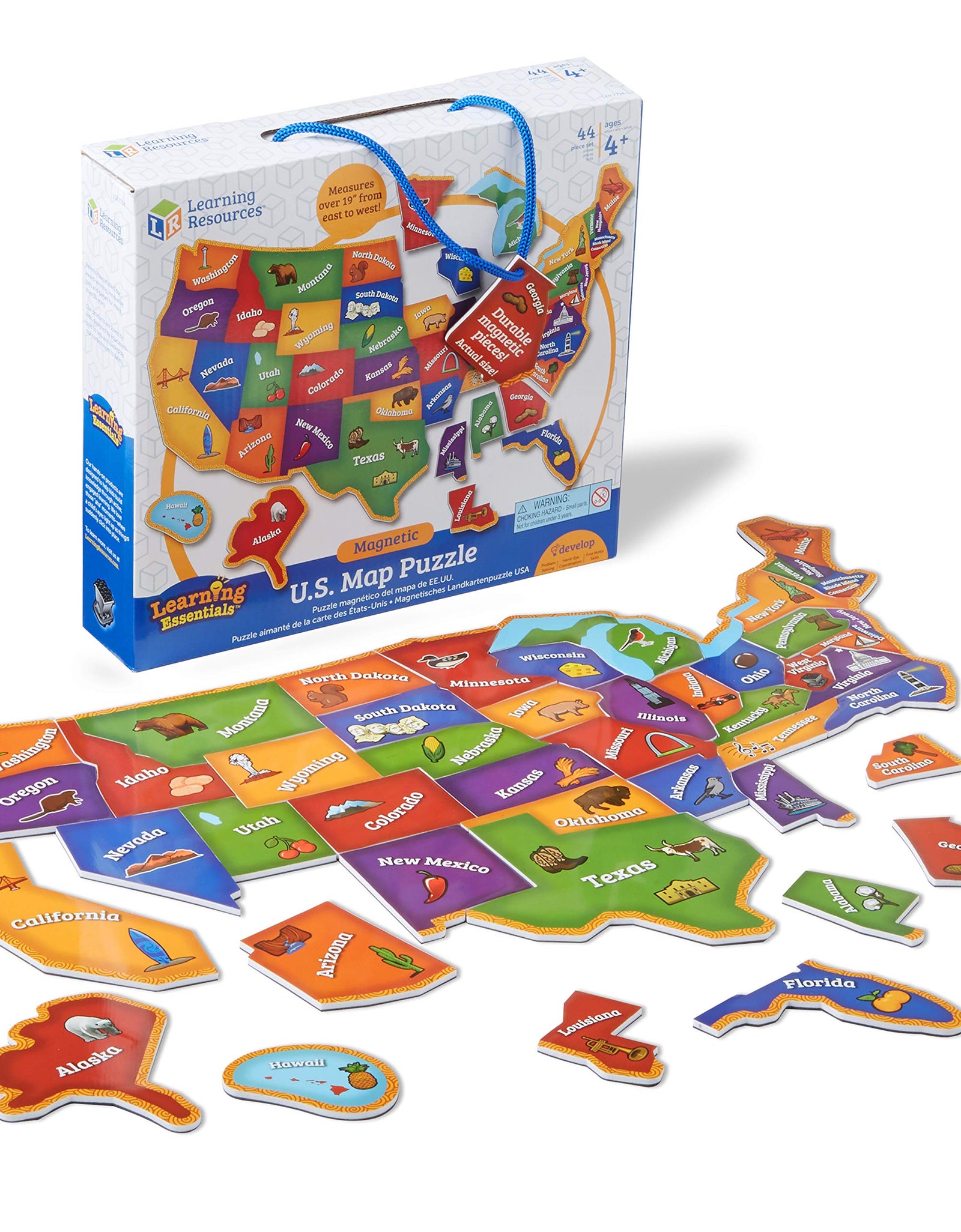 Learning Resources Magnetic U.S. Map Puzzle, Fun Geography for Kids, US Map, Develops Fine Motor Skills, 44 Pieces, Ages 4+