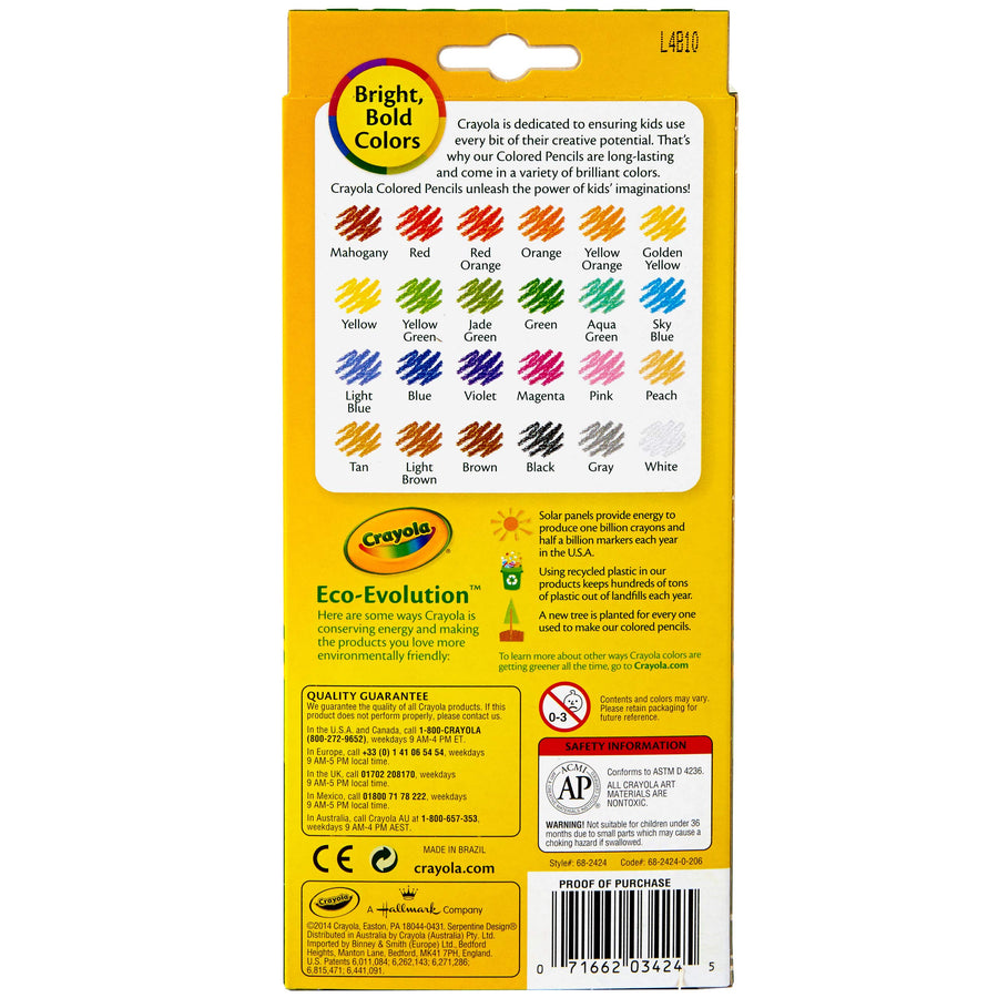 Crayola Erasable Colored Pencils, Kids At Home Activities, 24 Count, Assorted., Long