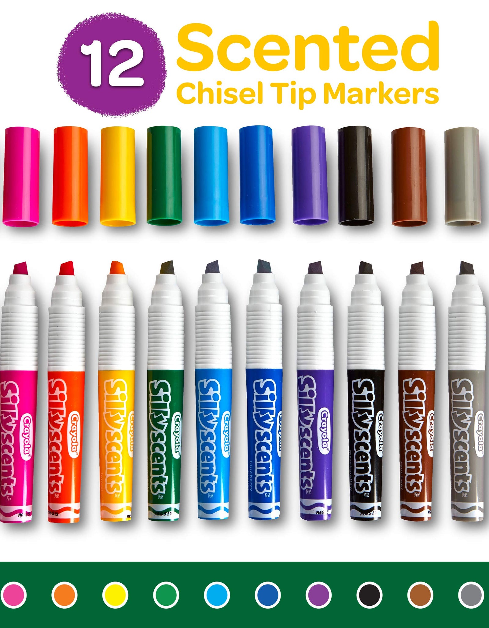 Crayola Silly Scents Scented Markers, Washable Markers, 12 Count, Gift for Kids