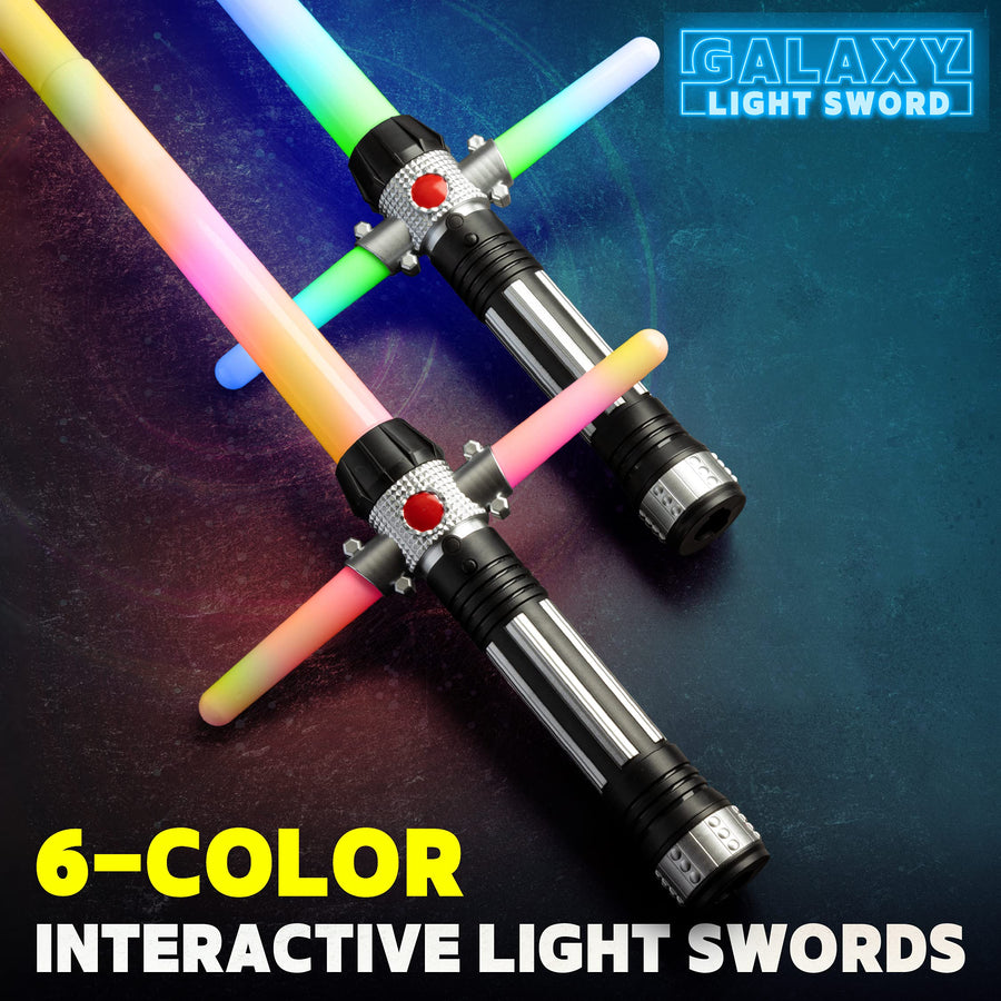 USA Toyz Galaxy Light Up Saber for Kids or Adults - 2-in-1 LED Dual Light Swords Set with FX Sound, 6 Color-Changing LEDs, Motion Sensitive, Retractable, Expandable Light Saber Double-Sided Connector