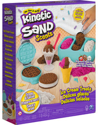Kinetic Sand Scents, Ice Cream Treats Playset with 3 Colors of All-Natural Scented Sand and 6 Serving Tools
