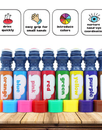 Washable 8 Colors Dab and Dot Markers Pack Set. Fun Art Supplies for Kids, Toddlers and Preschoolers. Non Toxic Arts and Crafts Supplies. Includes 200 Plus Fun Downloadable Coloring Sheets (8 Pack)
