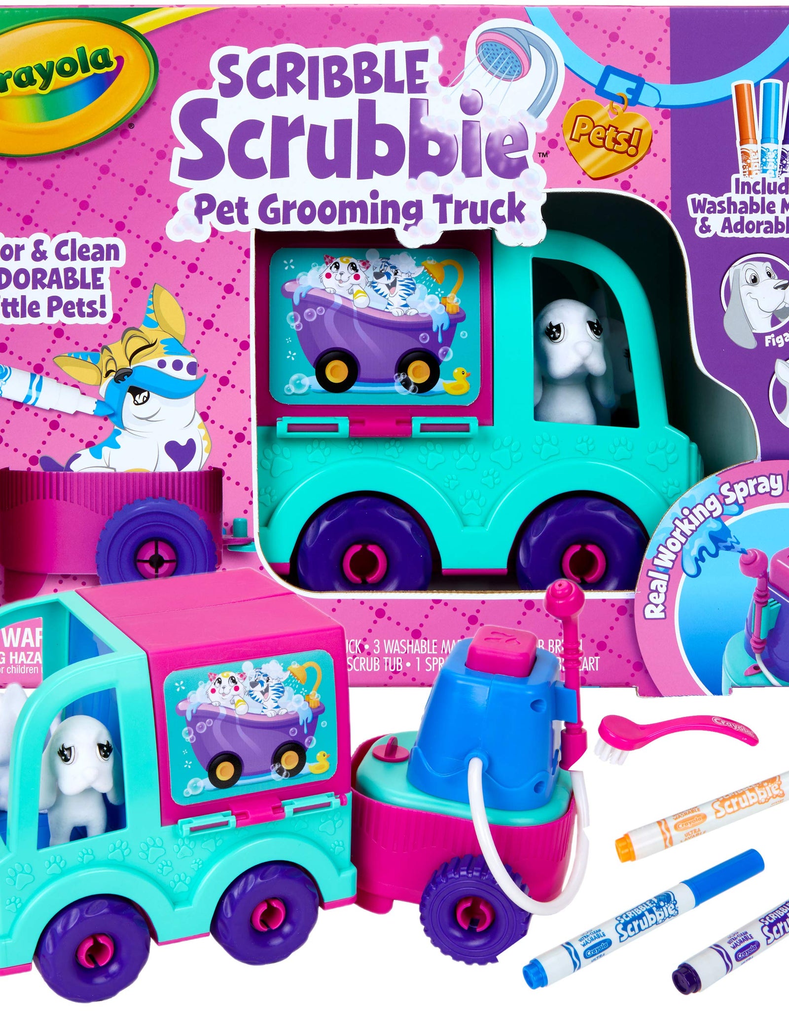 Crayola Scribble Scrubbie Pets Grooming Truck, Toys, Gift for Girls & Boys, Age 3, 4, 5, 6