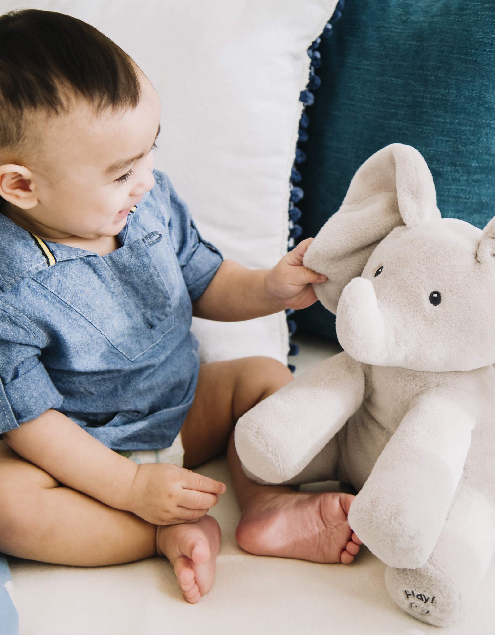 GUND Baby Animated Flappy The Elephant Stuffed Animal Plush, Gray, 12"