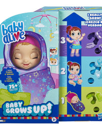 Baby Alive Baby Grows Up (Dreamy) - Shining Skylar or Star Dreamer, Growing and Talking Baby Doll, Toy with 1 Surprise Doll and 8 Accessories

