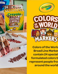 Crayola Colors of The World Markers 24 Count, Washable Skin Tone Markers, 24, Stocking Stuffers, Gift
