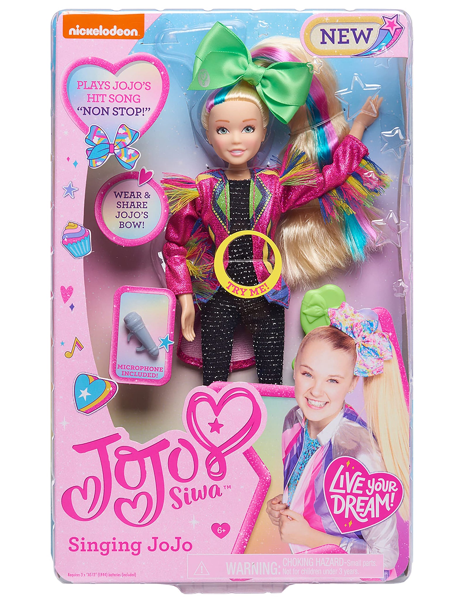 JoJo Siwa 10 Inch Singing Doll, Sings Hit Song Titled Non-Stop, Pink Jacket with Rainbow Fringe, by Just Play