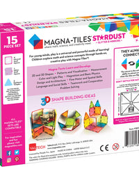 Magna Tiles Stardust Set, The Original Magnetic Building Tiles for Creative Open-Ended Play, Educational Toys for Children Ages 3 Years + (15 Pieces Including Glitter and Mirrors)
