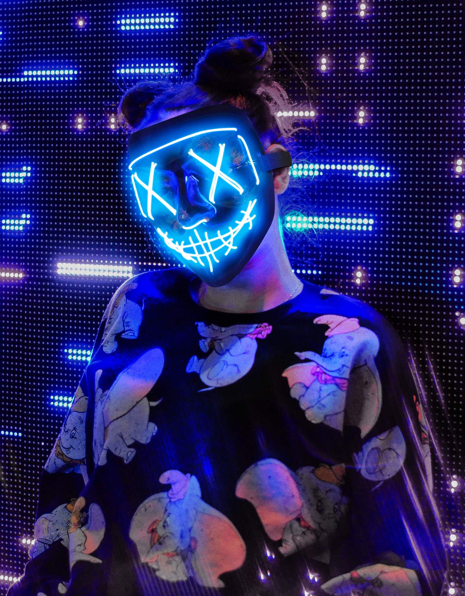 Lizber Halloween Mask Costume, Led Light Up Mask, Scary Hacker Anonymous Mask