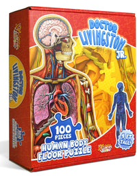 Human Body Kids 100 Piece Floor Puzzle - 4ft Tall | Dr Livingston's Unique Shaped Science Floor Jigsaw Puzzles, Accurate Medical Illustrations of The Body for Kids
