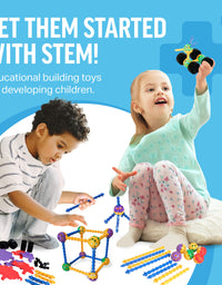 STEM Master Building Toys for Kids Ages 4-8 - STEM Toys Kit w/ 176 Durable Pieces, Full-Color Design Guide, Reusable Toy Storage Box - Educational Gifts for Girls & Boys
