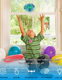 Hand Operated Drones for Kids or Adult - Interactive Infrared Induction Indoor Helicopter Ball with 360° Rotating and Shinning LED Lights,Hand-Controlled Flying Ball Toys for 5 6 7 8 9 10 11 12 Years
