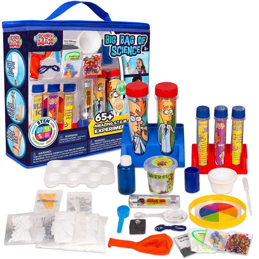 Be Amazing! Toys Big Bag of Science Works - Kids Science Experiment Kit with 65+ Amazing Experiments - Set Up Your First STEM Laboratory - Educational Chemistry Set For Boys & Girls Age 8 +