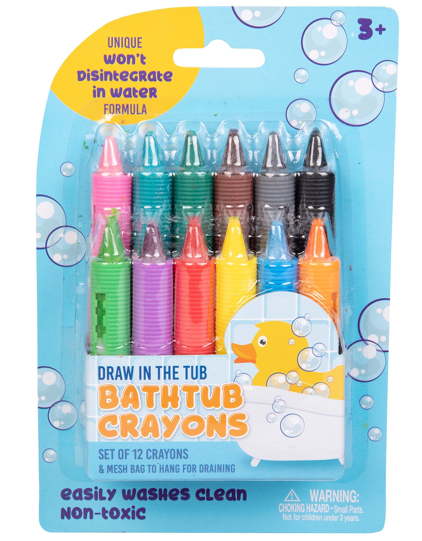 Bath Crayons Super Set - Set of 12 Draw in The Tub Colors with Bathtub Mesh Bag, Unique Won't Disintegrate in Water Formula - Easter Basket