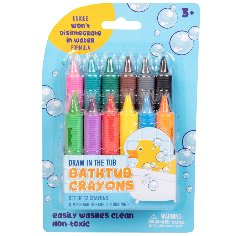 Bath Crayons Super Set - Set of 12 Draw in The Tub Colors with Bathtub Mesh Bag, Unique Won't Disintegrate in Water Formula - Easter Basket