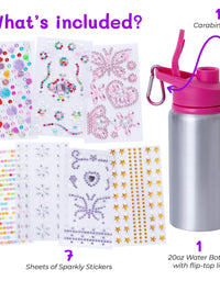 Purple Ladybug Decorate Your Own Water Bottle for Girls with Tons of Rhinestone Glitter Gem Stickers - BPA Free, Kids Water Bottle Craft Kit - Cute Gift for Girl, Fun DIY Arts and Crafts Activity
