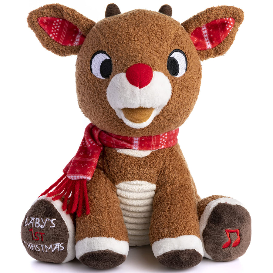 Rudolph The Red-Nosed Reindeer Musical Stuffed Animal, Baby's First Christmas Plush, 8 Inches