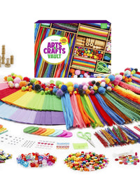 Arts and Crafts Vault - 1000+ Piece Craft Kit Library in a Box for Kids Ages 4 5 6 7 8 9 10 11 & 12 Year Old Girls & Boys - Crafting Supply Set Kits - Gift Ideas for Preschool Kids Project Activity
