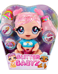 MGA'S Glitter BABYZ DREAMIA Stardust Baby Doll with 3 Magical Color Changes, Pink Hair Rainbow Outfit, Diaper, Bottle, Pacifier Accessories- Gift for Kids, Toy for Girls Boys Ages 3 4 5+ Years Old
