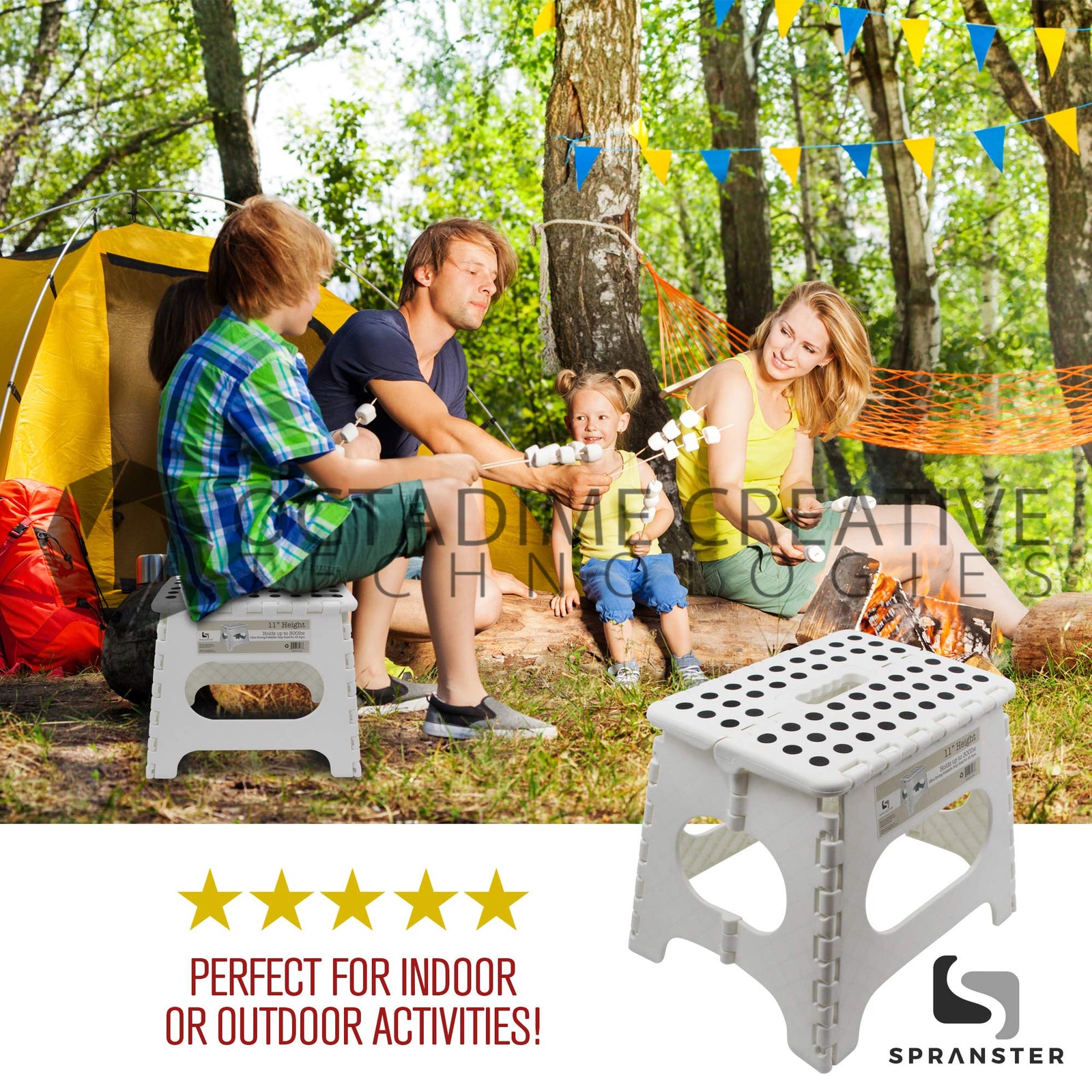 Super Strong Folding Step Stool - 11" Height - Holds up to 300 Lb - The Lightweight Foldable Step Stool is Sturdy Enough to Support Adults and Safe Enough for Kids