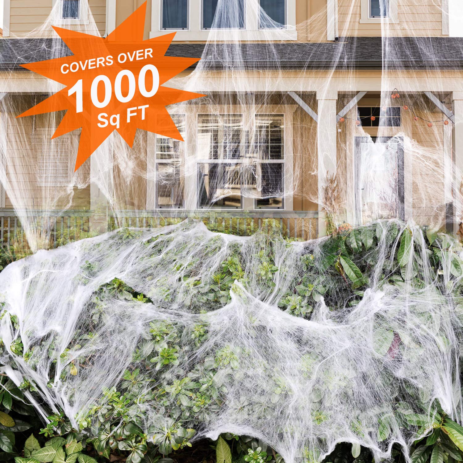 1000 sqft Stretch Spider Web for Indoor and Outdoor Halloween Decorations, Halloween Theme Party