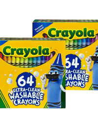 Crayola 64ct Ultra Clean Washable Crayons, 2 Pack Bulk Crayon Set, Gift for Kids
