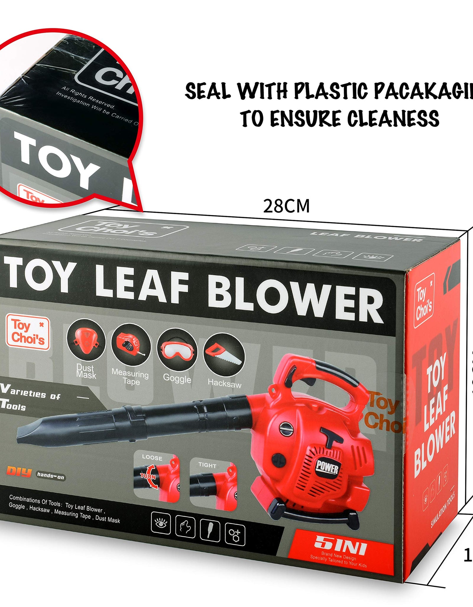 Toy Choi's Pretend Play Series Leaf Blower Toy Tool Play Set, Outside Construction Work Shop Toy Tool Kit Outdoor Preschool Gardening Lawn Toy Gift for Kids Toddler Baby Children Boys and Girls