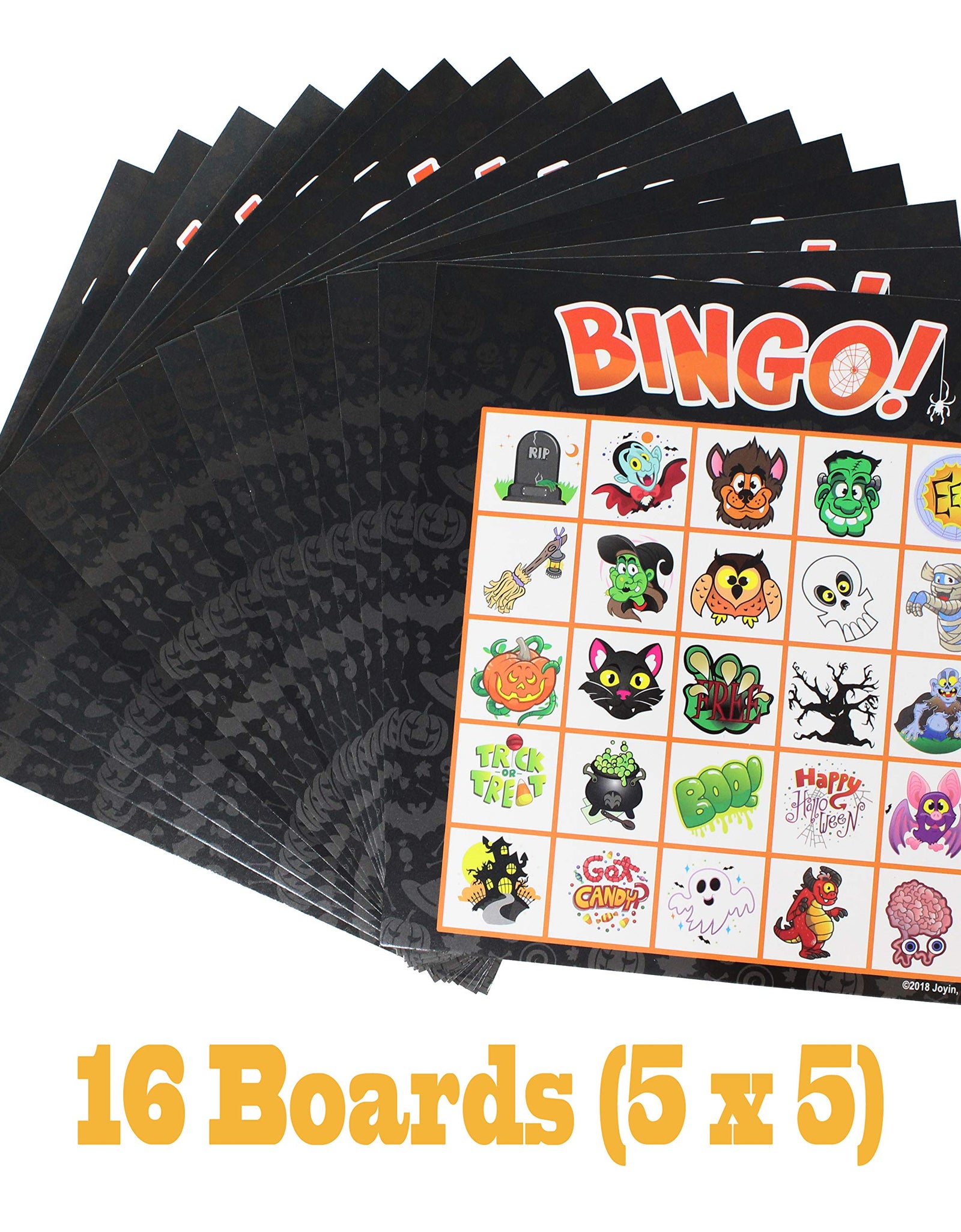 JOYIN 32 Halloween Bingo Game Cards (4x4 & 5x5) – 16 Players for Halloween Party Card Games, School Classroom Games, Trick or Treating, Halloween Party Favors Supplies, Family Activity