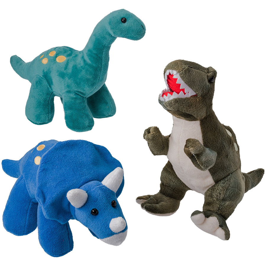 Prextex Plush Dinosaurs 4 Pack 10'' Long Great Gift for Kids Stuffed Animal Assortment Great Set for Kids