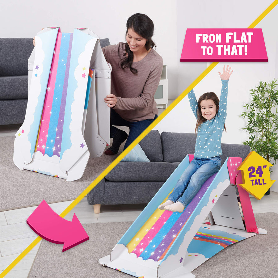 WowWee Kids Slide Indoor – Playground for Toddlers – StrongFold Technology Cardboard Toddler Slide by Pop2Play (Rainbow)