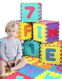 Click N' Play, Alphabet and Numbers Foam Puzzle Play Mat, 36 Tiles (Each Tile Measures 12 X 12 Inch for a Total Coverage of 36 Square Feet)
