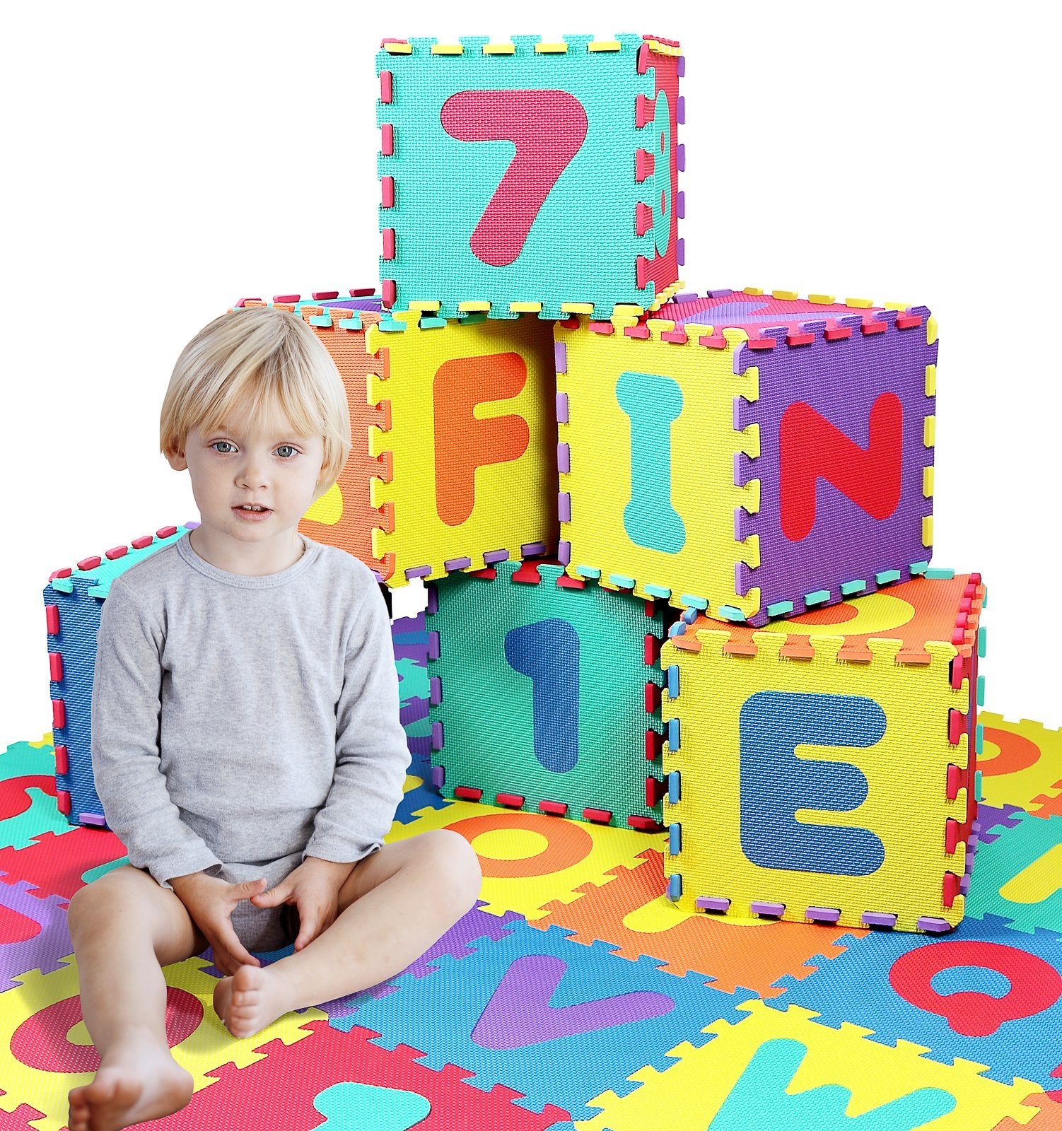 Click N' Play, Alphabet and Numbers Foam Puzzle Play Mat, 36 Tiles (Each Tile Measures 12 X 12 Inch for a Total Coverage of 36 Square Feet)