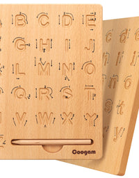Coogam Wooden Letters Practicing Board, Double-Sided Alphabet Tracing Tool Learning to Write ABC Educational Toy Game Fine Motor Montessori Gift for Preschool 3 4 5 Years Old Kids
