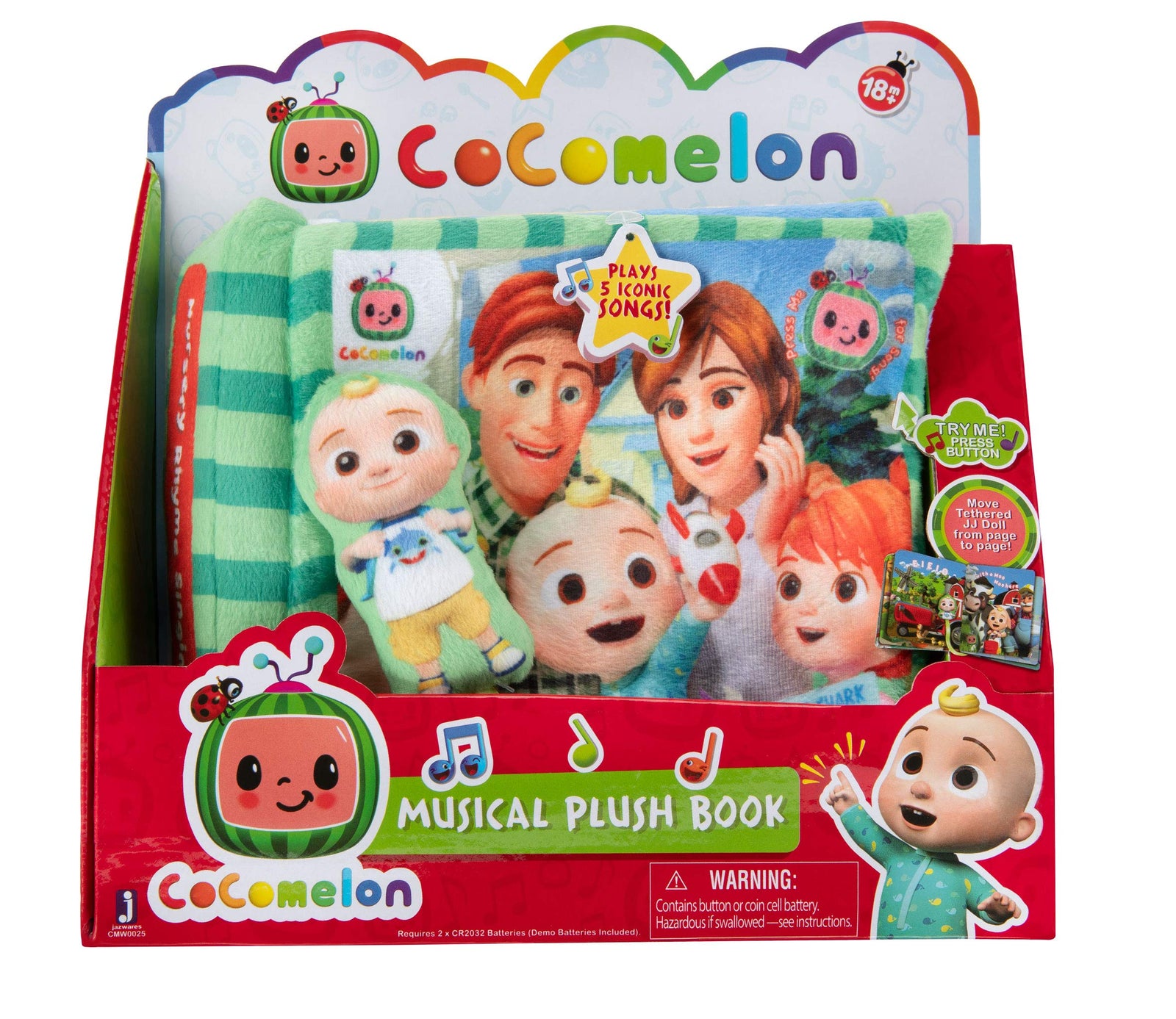 CoComelon Nursery Rhyme Singing Time Plush Book, Featuring Tethered JJ Plush Character Toy, for JJ’s Daily Musical Adventures – Books for Babies and Young Children