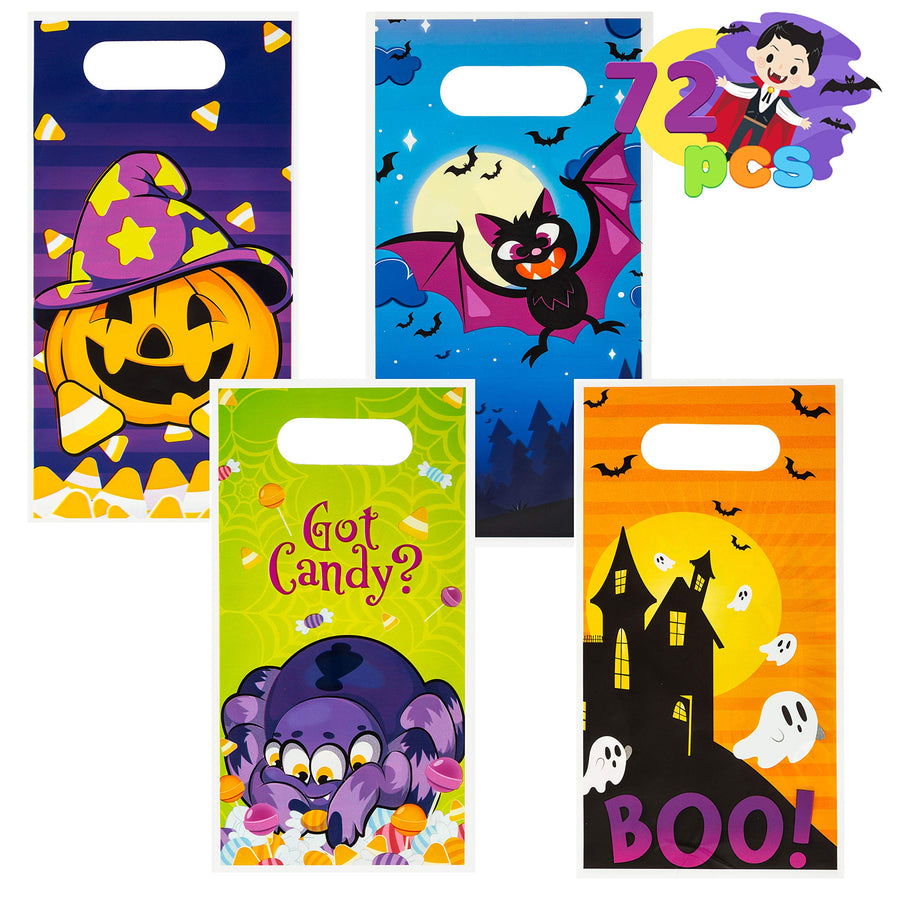 JOYIN 72 Pieces Halloween Trick Or Treat Bags in 4 Designs for Trick-or-Treating, Halloween Party Favors, Event Party Supplies, Halloween Goodie Bags