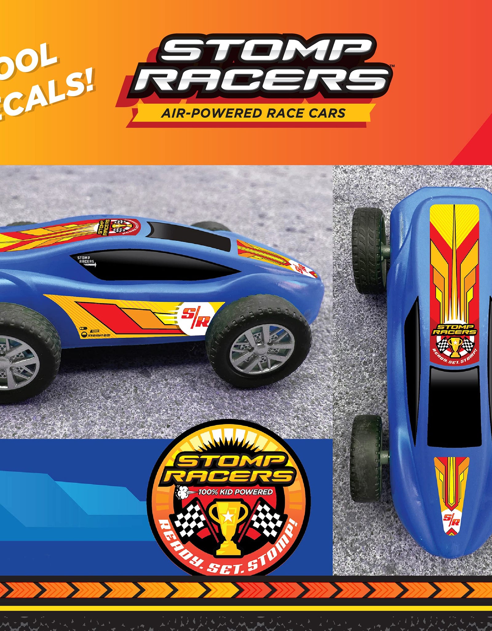 New Stomp Rocket Dueling Stomp Racers, 2 Toy Car Launchers and 2 Air Powered Cars with Ramp and Finish Line. Great for Outdoor and Indoor Play, STEM Gifts for Boys and Girls -Ages 5, 6, 7, 8