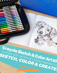 Crayola Coloring and Sketching Set, 70pcs + Sketch Book, Gift for Kids, 8, 9, 10, 11
