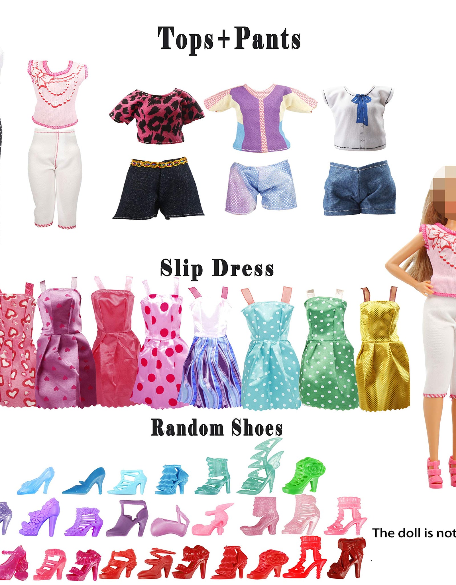 35 Pack Handmade Doll Clothes Including 5 Wedding Gown Dresses 5 Fashion Dresses 4 Braces Skirt 3 Tops and Pants 3 Bikini Swimsuits 15 Shoes and Bonus 10 Hangers for 11.5 Inch Dolls