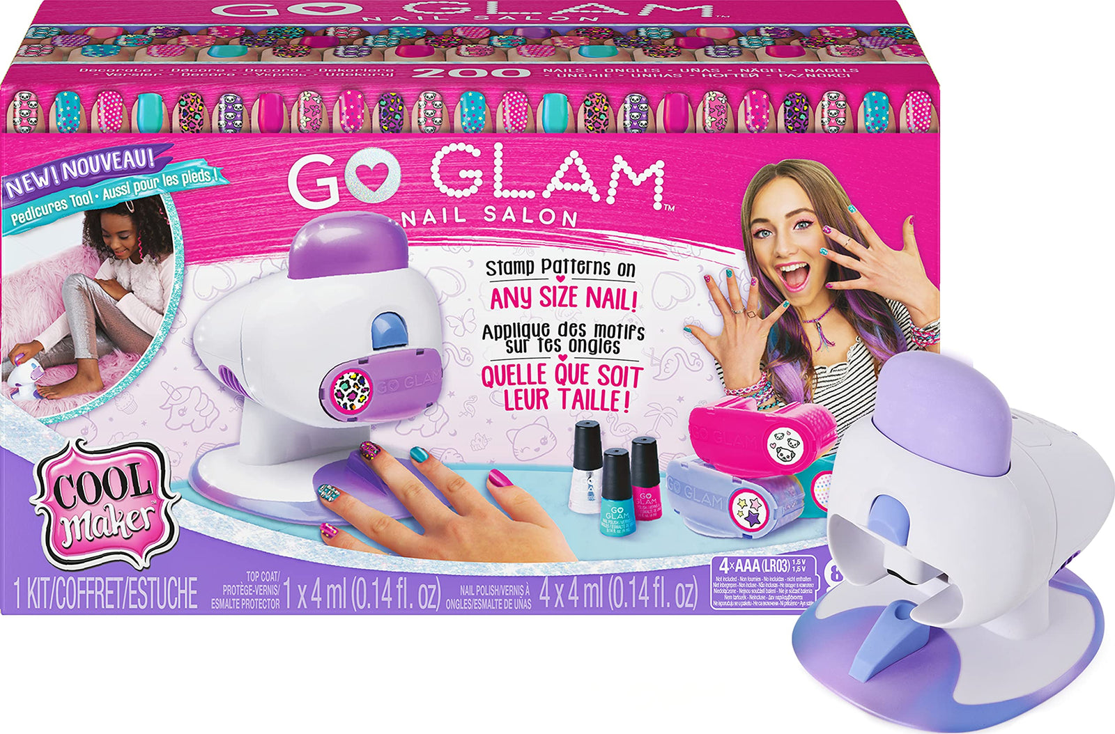 Cool Maker, GO Glam Nail Stamper Deluxe Salon with Dryer for Manicures and Pedicures with 3 Bonus Patterns and 2 Bonus Nail Polishes, Amazon Exclusive