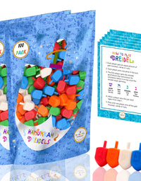 Hanukkah Dreidels 30 Bulk Pack Multi-Color Plastic Chanukah Draydels With English Transliteration In Reusable Ziplock Bag- Includes 3 Dreidel Game Instruction Cards (30-Pack)
