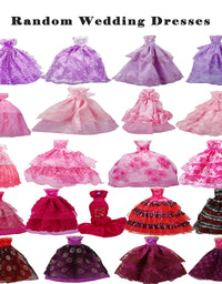 35 Pack Handmade Doll Clothes Including 5 Wedding Gown Dresses 5 Fashion Dresses 4 Braces Skirt 3 Tops and Pants 3 Bikini Swimsuits 15 Shoes and Bonus 10 Hangers for 11.5 Inch Dolls
